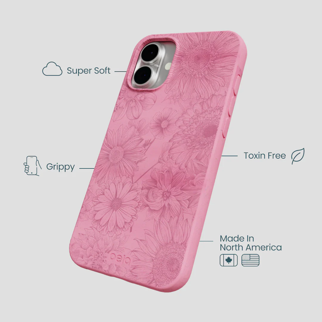 Bubblegum Pink Flora iPhone 16 Plus Case - Image 4