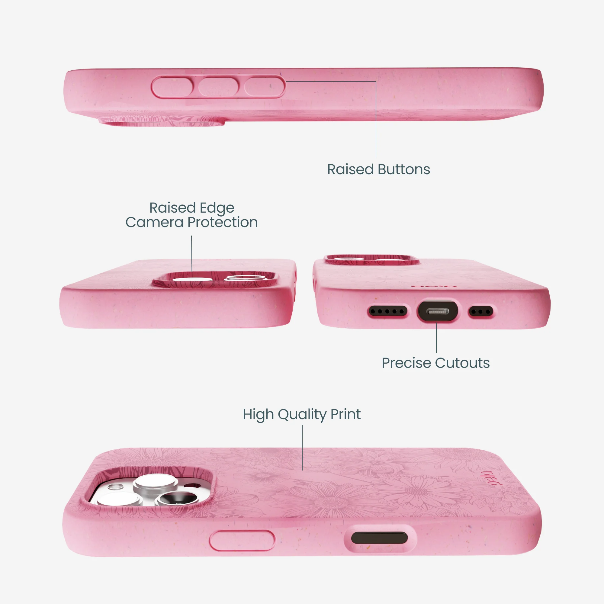 Bubblegum Pink Flora iPhone 16 Pro Max Case - Image 3