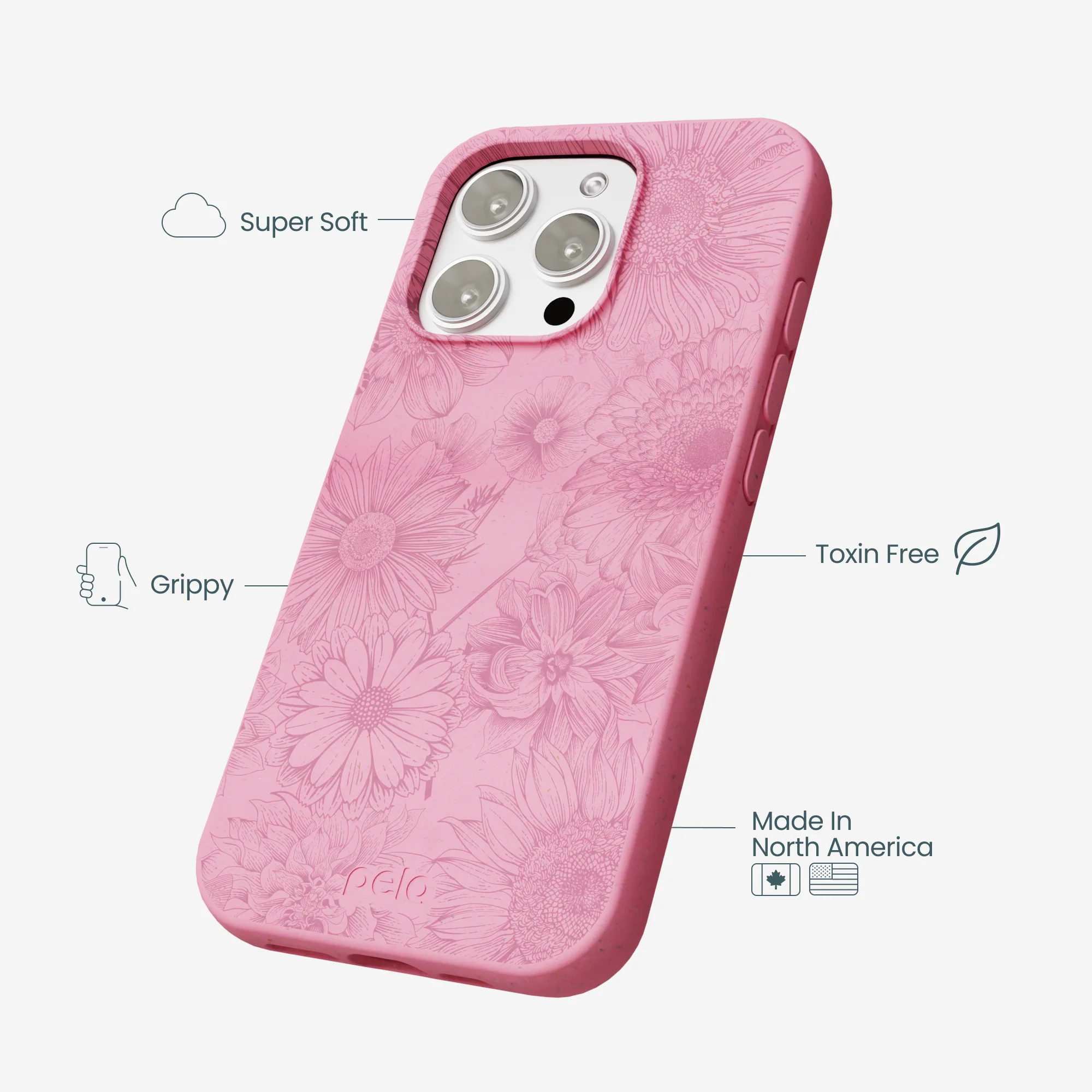 Bubblegum Pink Flora iPhone 16 Pro Max Case - Image 4