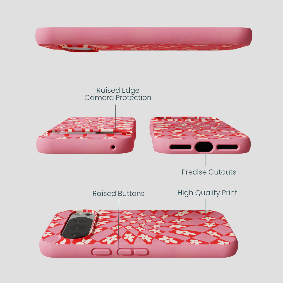 Bubblegum Pink Funky Fleurs Google Pixel 10/10 Pro Case - Image 2