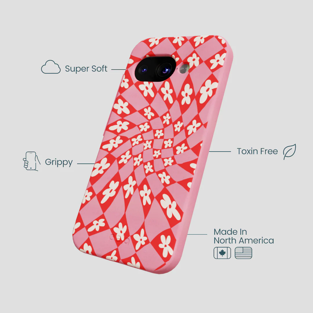 Bubblegum Pink Funky Fleurs Google Pixel 9a Case - Image 3