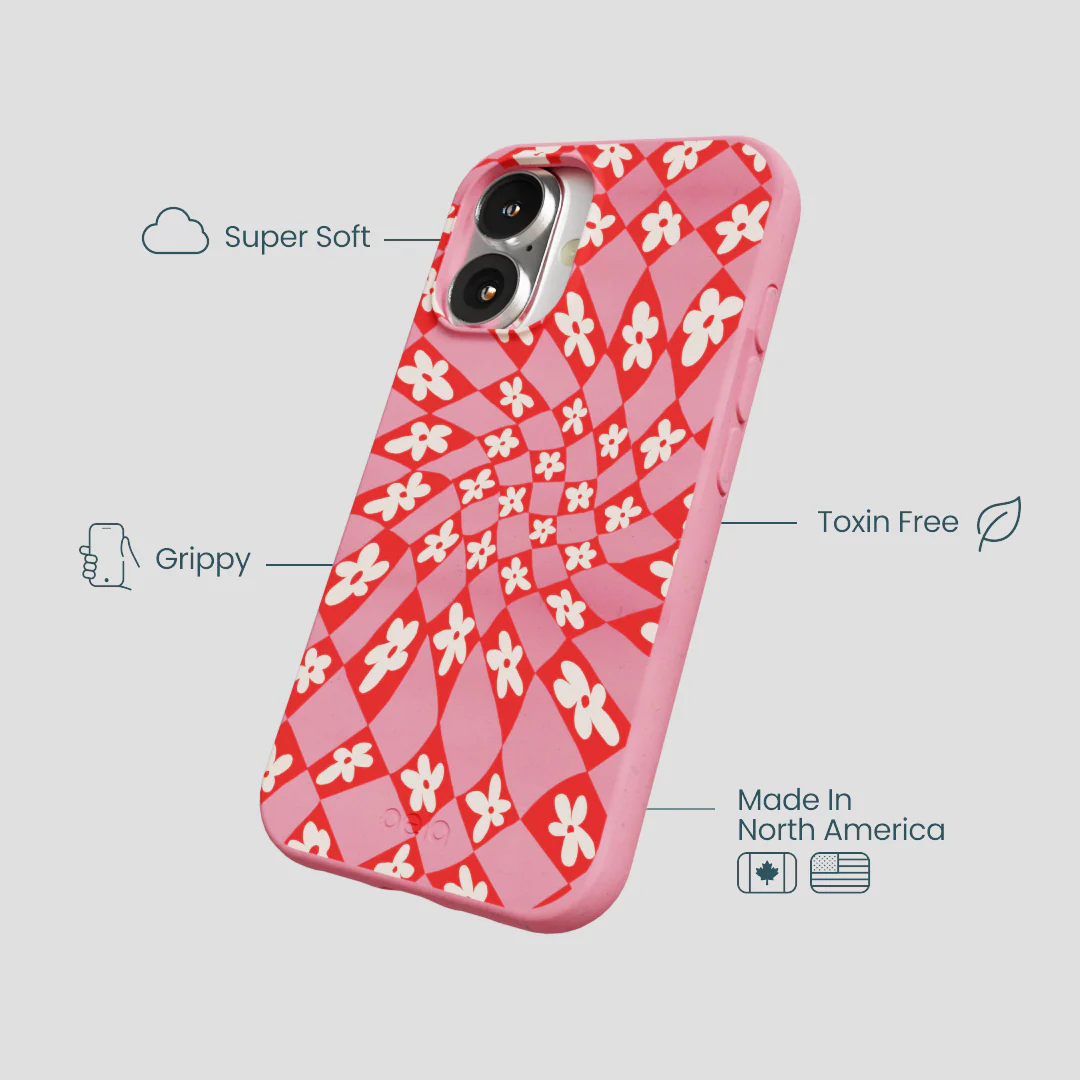 Bubblegum Pink Funky Fleurs iPhone 16 Case - Image 4