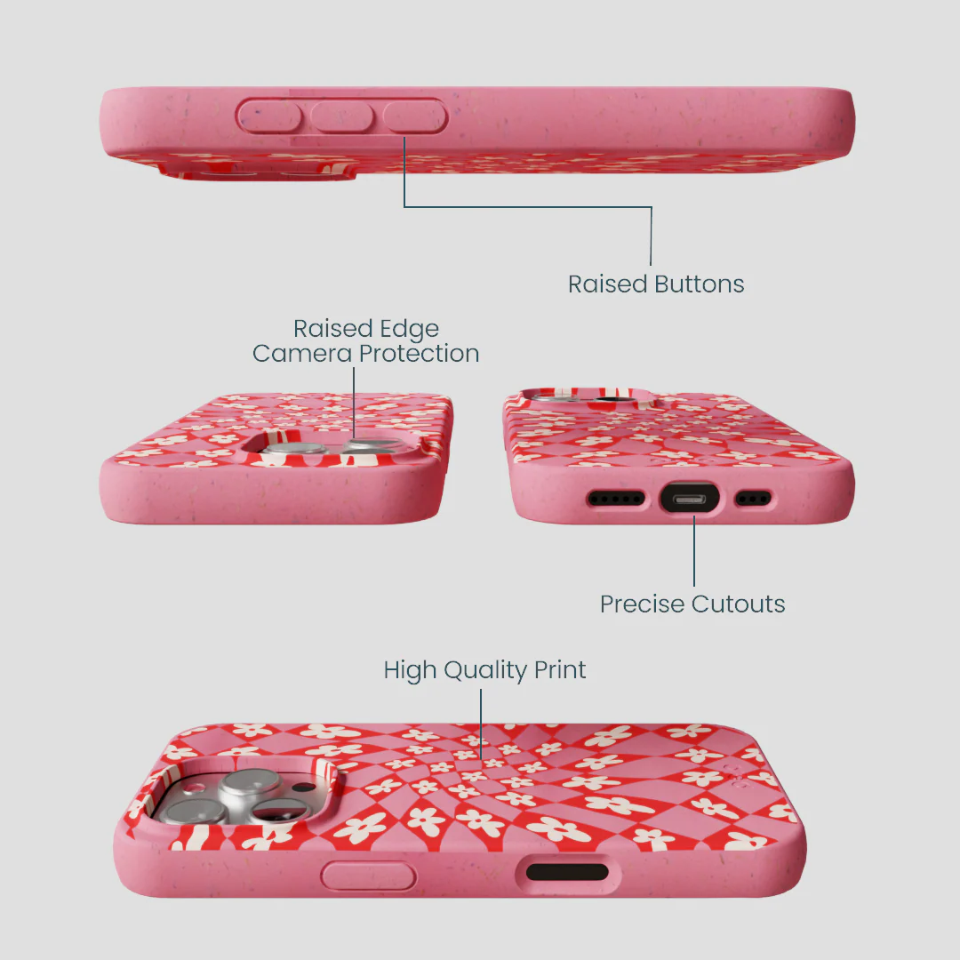 Bubblegum Pink Funky Fleurs iPhone 16 Pro Case - Image 3