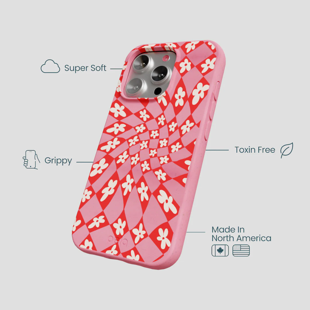 Bubblegum Pink Funky Fleurs iPhone 16 Pro Case - Image 4