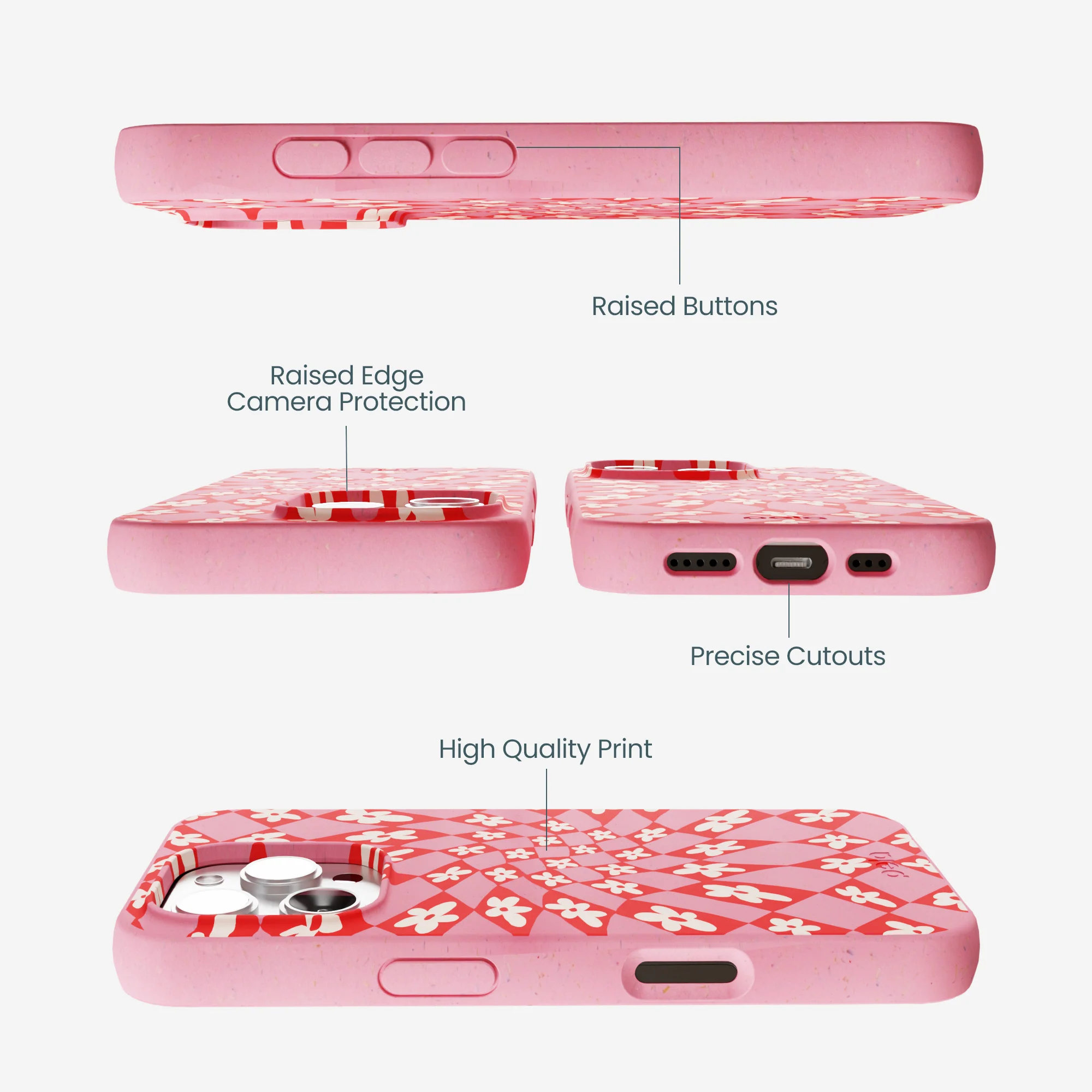 Bubblegum Pink Funky Fleurs iPhone 16 Pro Max Case - Image 3