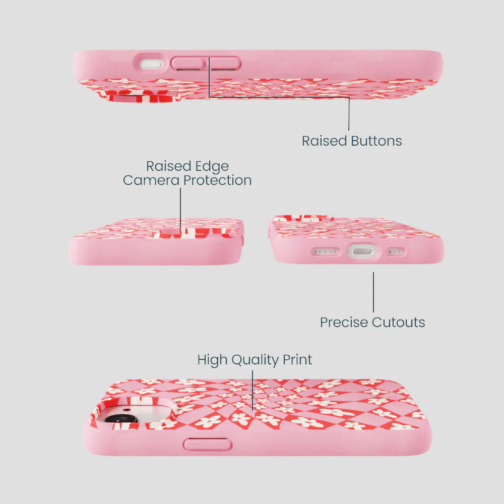 Bubblegum Pink Funky Fleurs iPhone 16e/17e Case - Image 3
