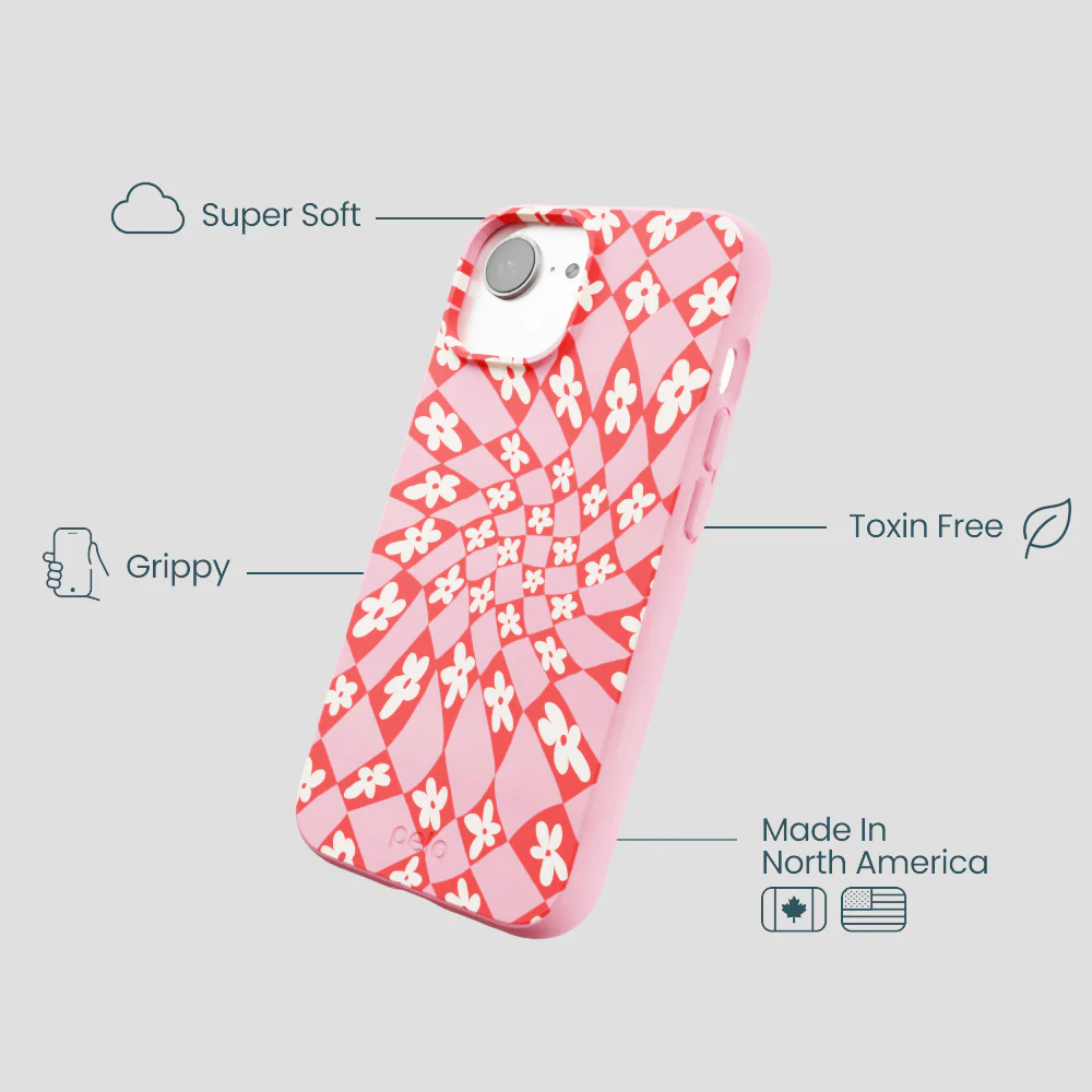 Bubblegum Pink Funky Fleurs iPhone 16e/17e Case - Image 4