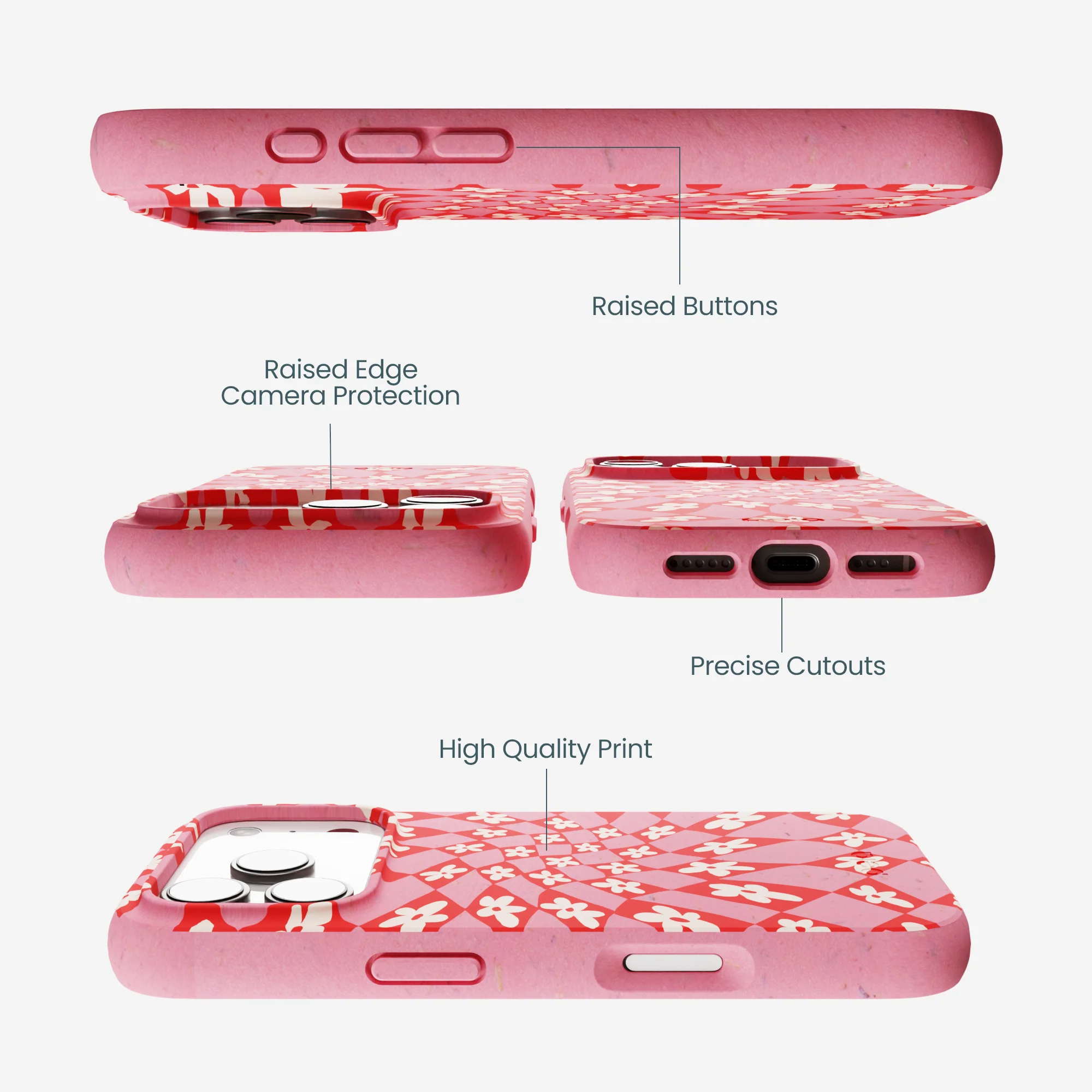 Bubblegum Pink Funky Fleurs iPhone 17 Pro Case - Image 3