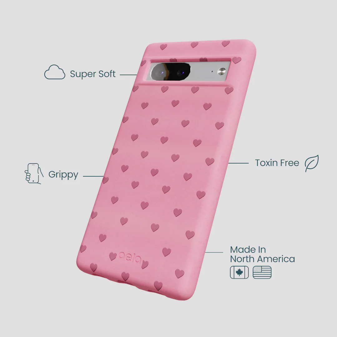 Bubblegum Pink Hearts Google Pixel 7a Case - Image 3