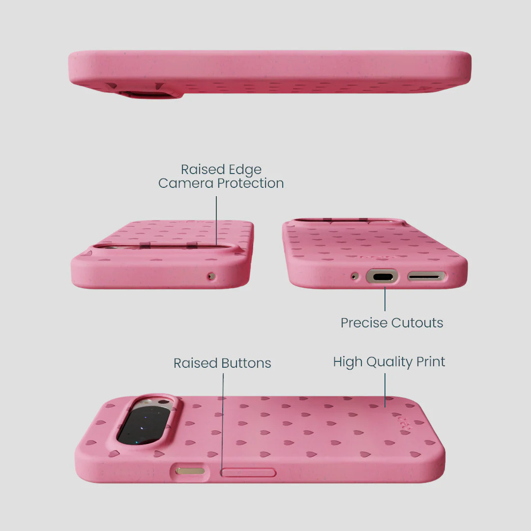 Bubblegum Pink Hearts Google Pixel 9/9 Pro Case - Image 2