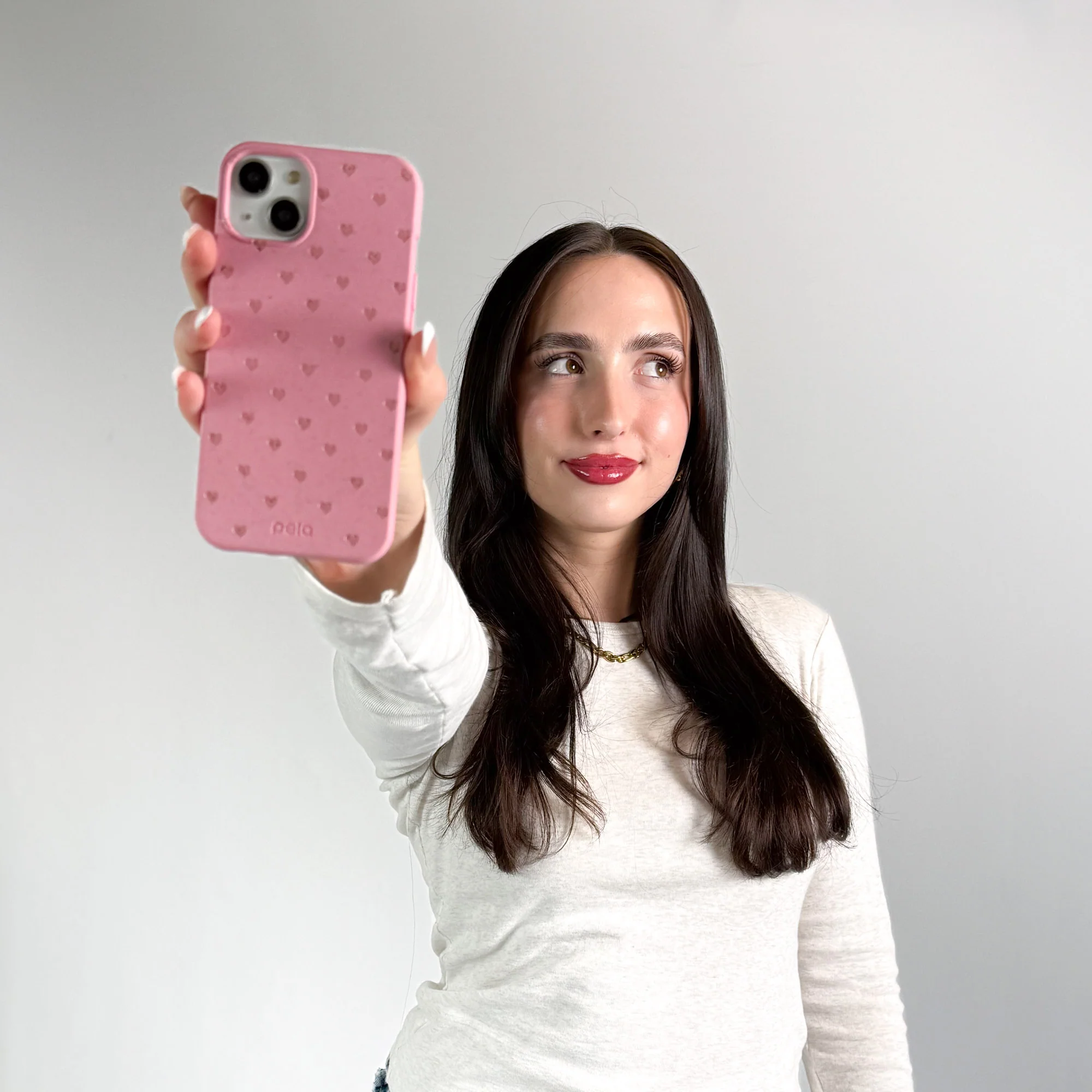 Bubblegum Pink Hearts iPhone 12/ iPhone 12 Pro Case - Image 2