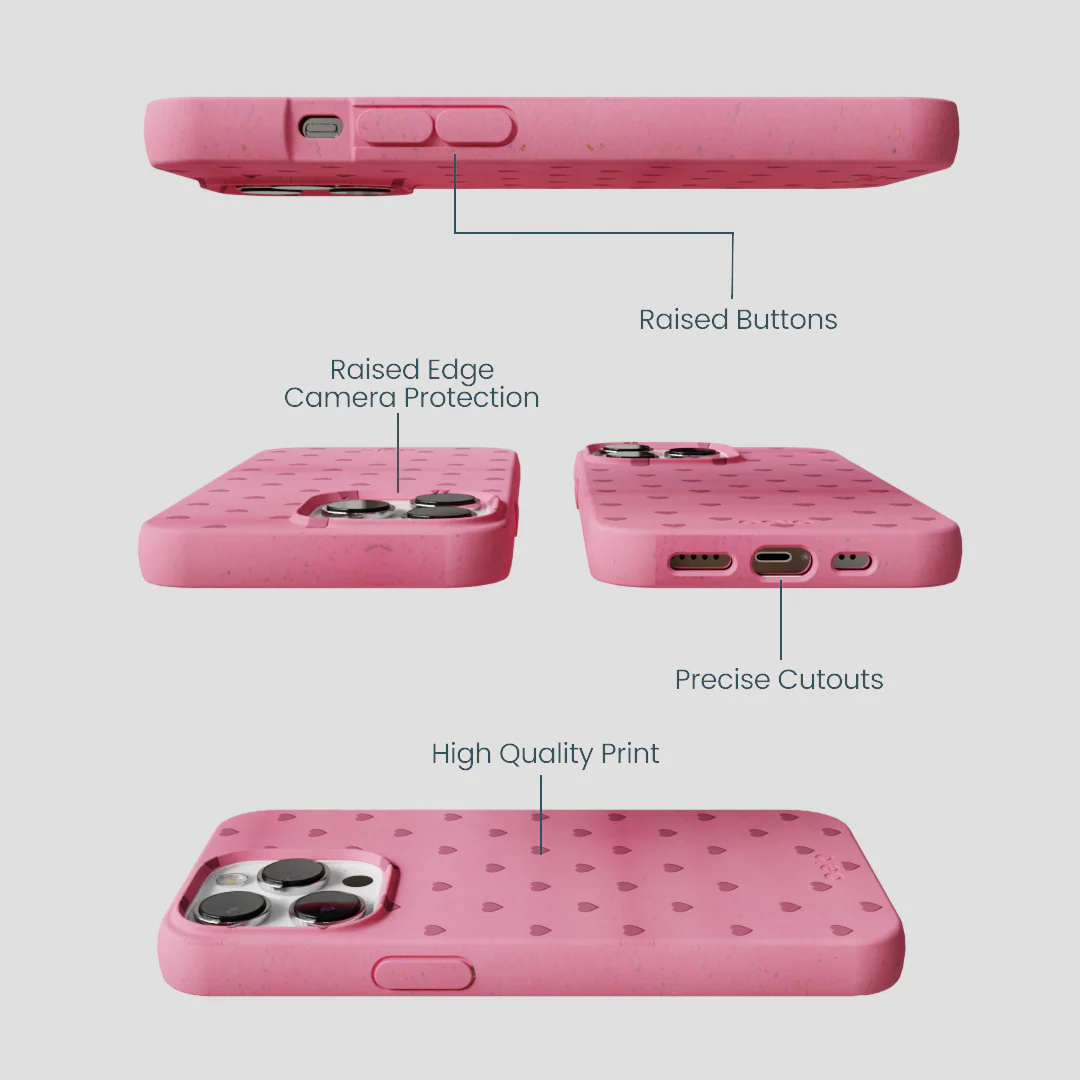 Bubblegum Pink Hearts iPhone 13 Pro Case - Image 3
