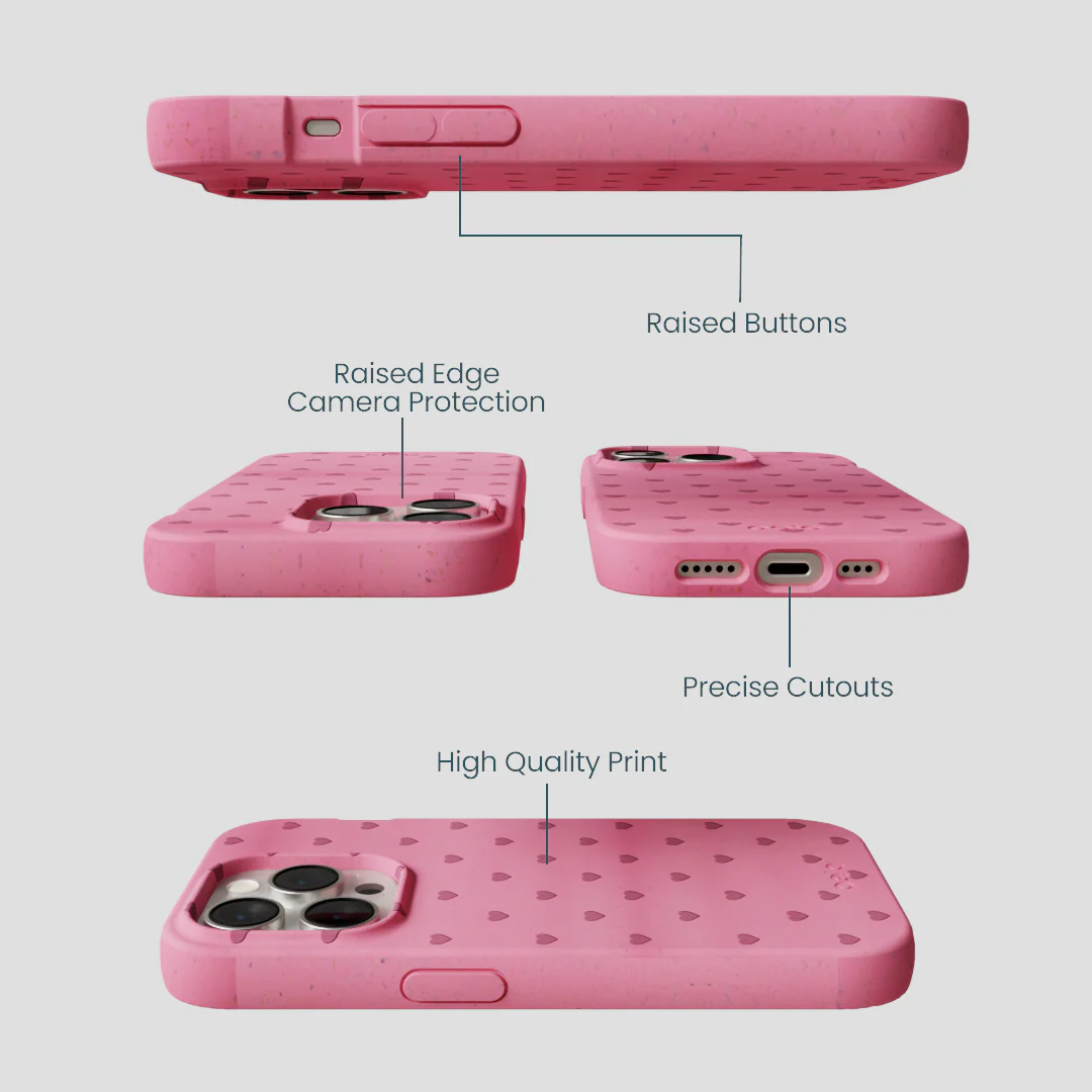Bubblegum Pink Hearts iPhone 14 Pro Case - Image 3
