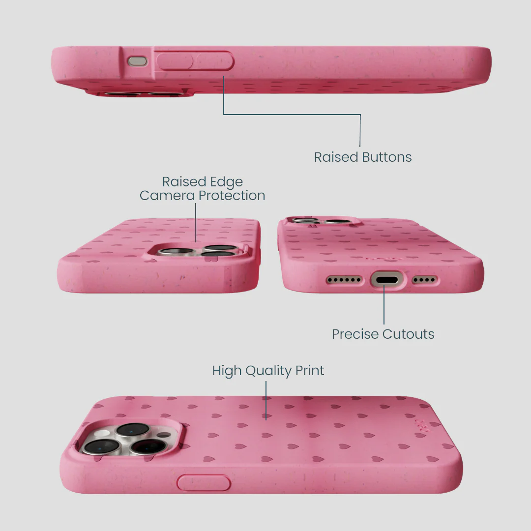 Bubblegum Pink Hearts iPhone 15 Pro Max Case - Image 3