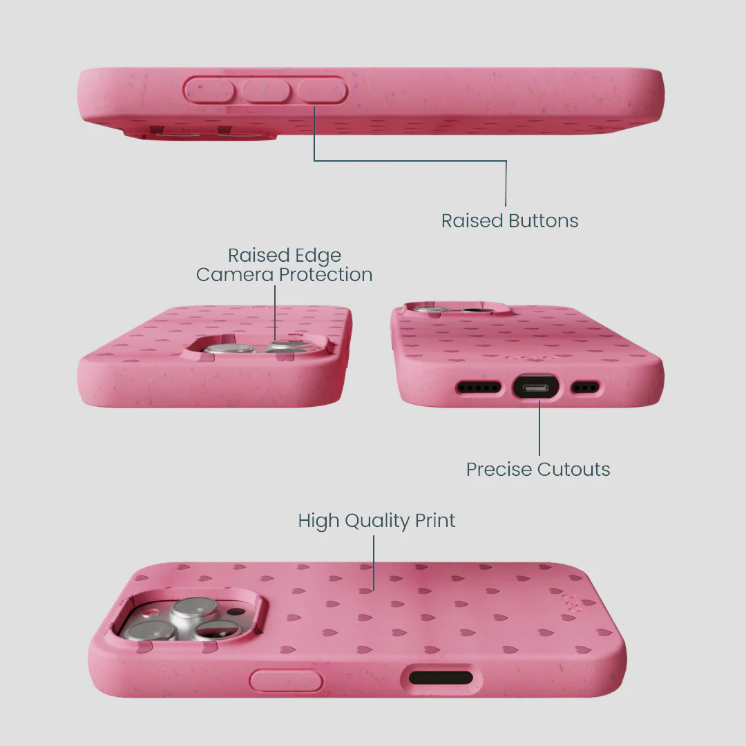 Bubblegum Pink Hearts iPhone 16 Pro Case - Image 2