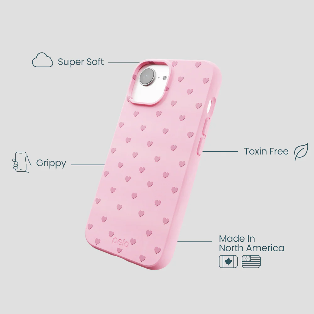 Bubblegum Pink Hearts iPhone 16e/17e Case - Image 3