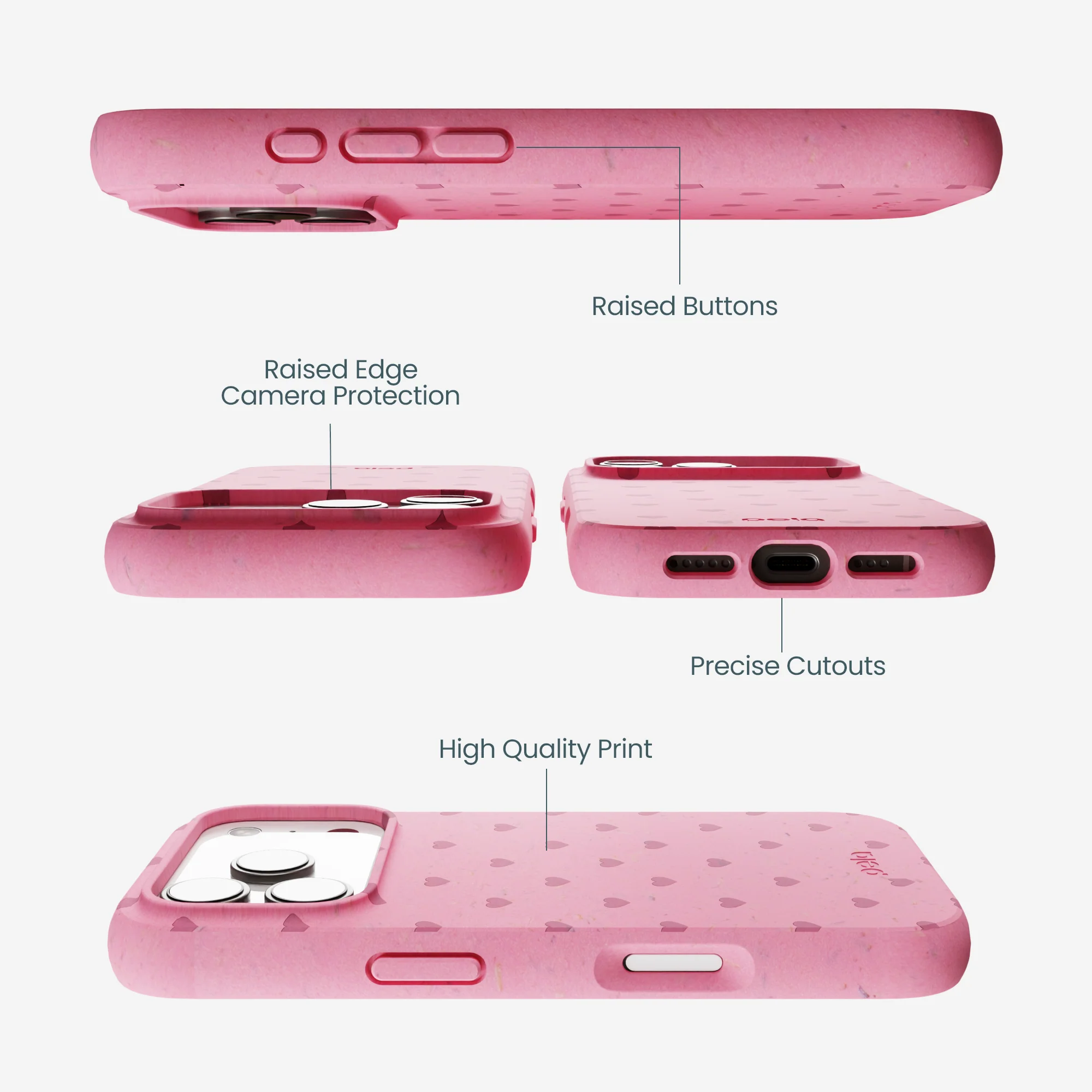 Bubblegum Pink Hearts iPhone 17 Pro Case - Image 2