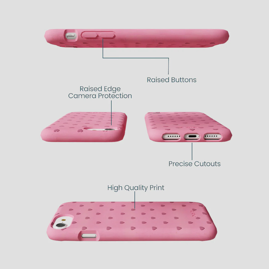 Bubblegum Pink Hearts iPhone 6/6s/7/8/SE Case - Image 3