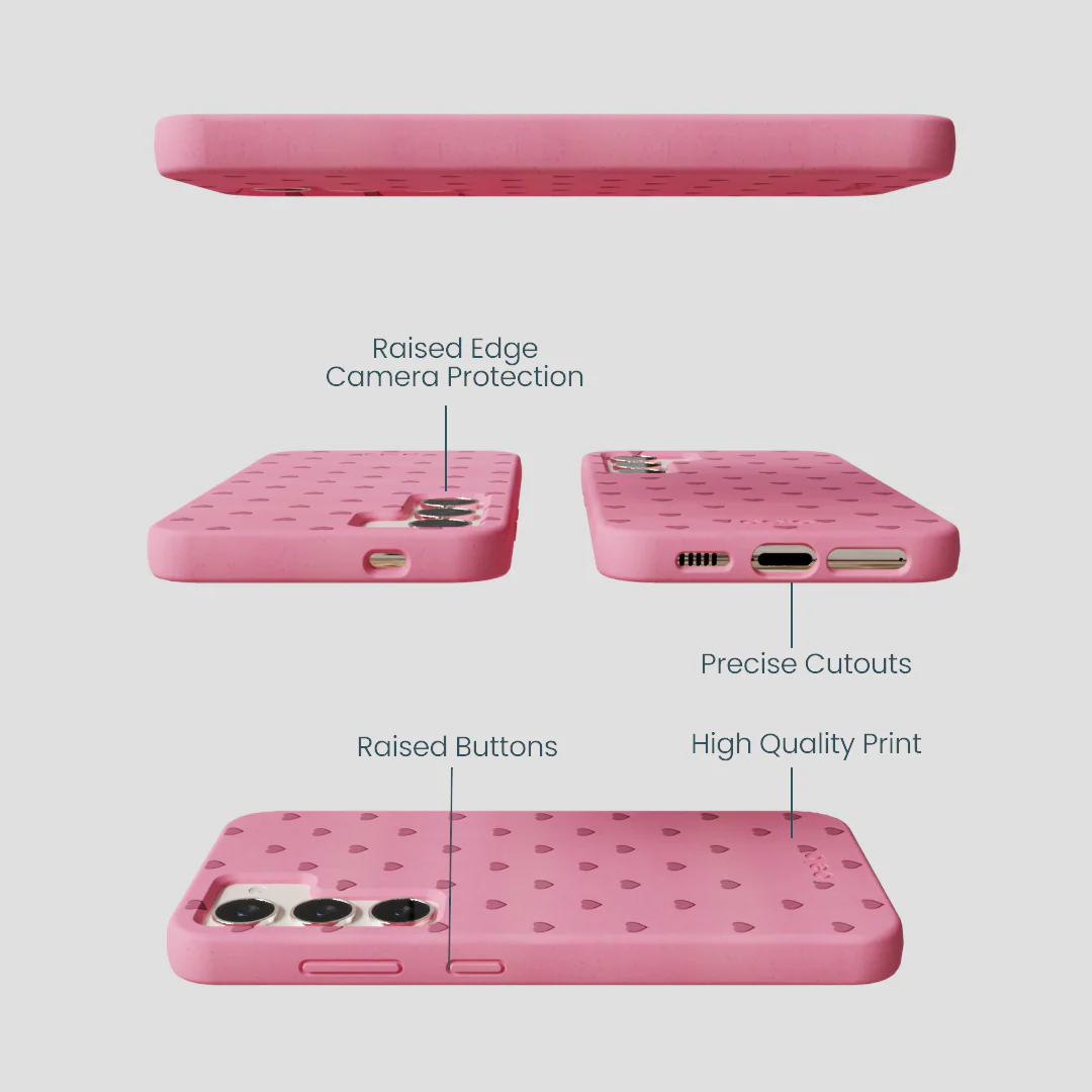 Bubblegum Pink Hearts Samsung Galaxy S24 Case - Image 3