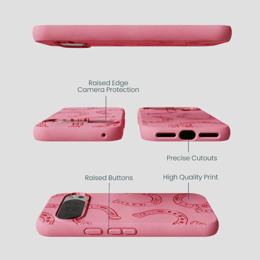 Bubblegum Pink Lucky Horseshoe Google Pixel 10/10 Pro Case - Image 3
