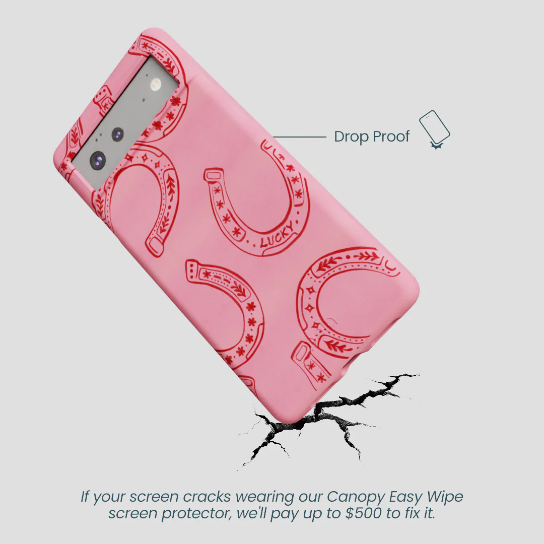 Bubblegum Pink Lucky Horseshoe Google Pixel 6 Case - Image 5