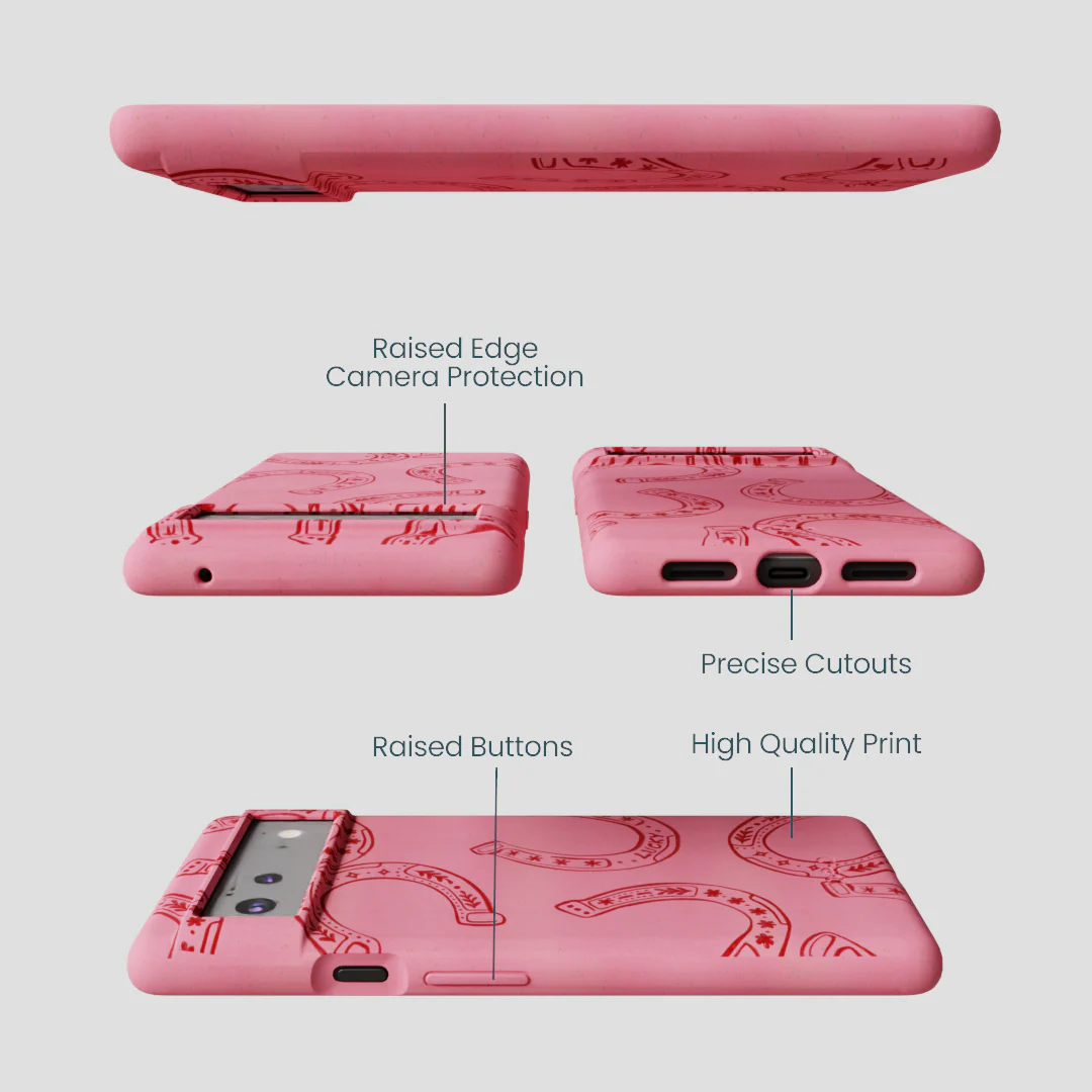 Bubblegum Pink Lucky Horseshoe Google Pixel 6a Case - Image 3