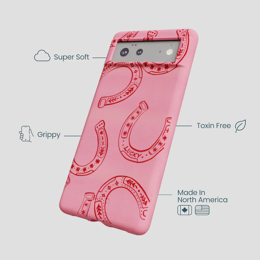 Bubblegum Pink Lucky Horseshoe Google Pixel 6a Case - Image 4