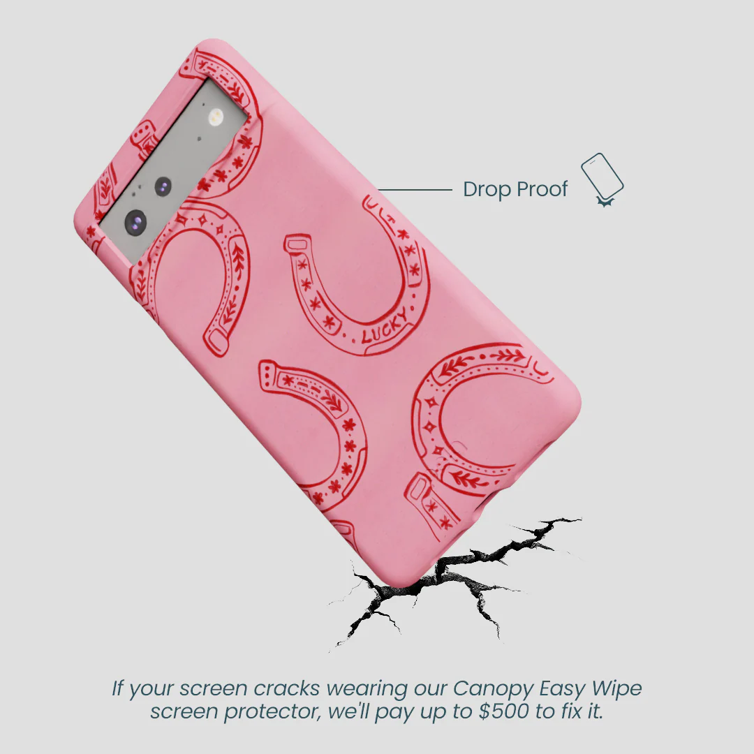 Bubblegum Pink Lucky Horseshoe Google Pixel 6a Case - Image 5