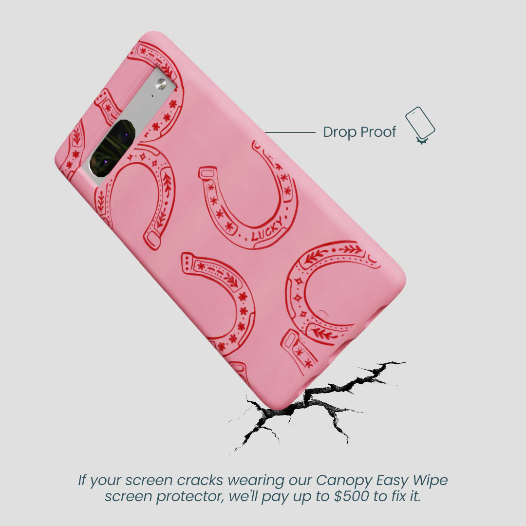 Bubblegum Pink Lucky Horseshoe Google Pixel 7 Case - Image 5