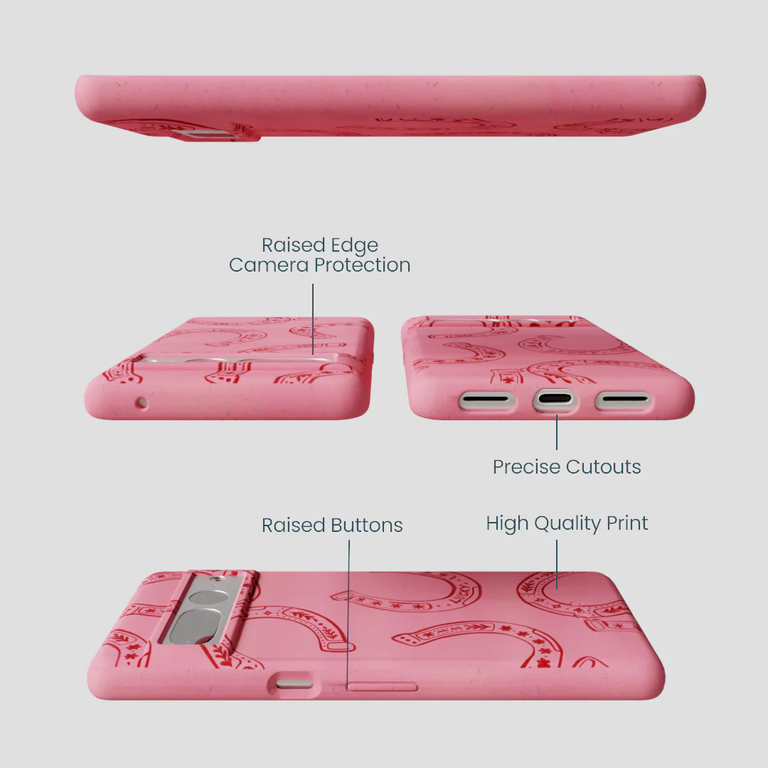 Bubblegum Pink Lucky Horseshoe Google Pixel 7 Pro Case - Image 3