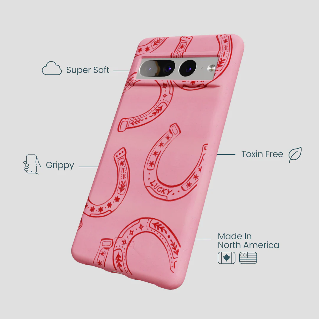 Bubblegum Pink Lucky Horseshoe Google Pixel 7 Pro Case - Image 4