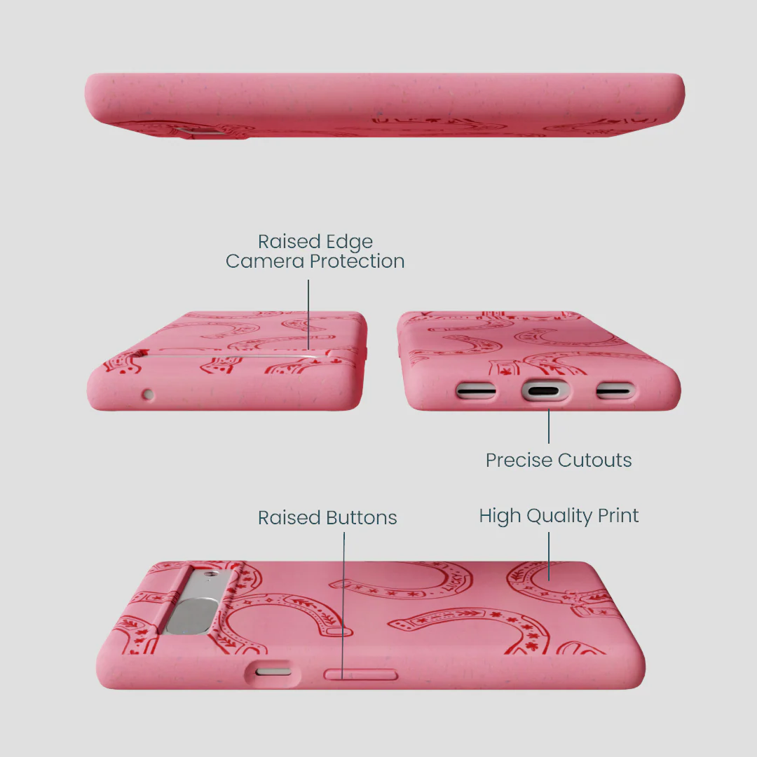 Bubblegum Pink Lucky Horseshoe Google Pixel 7a Case - Image 3