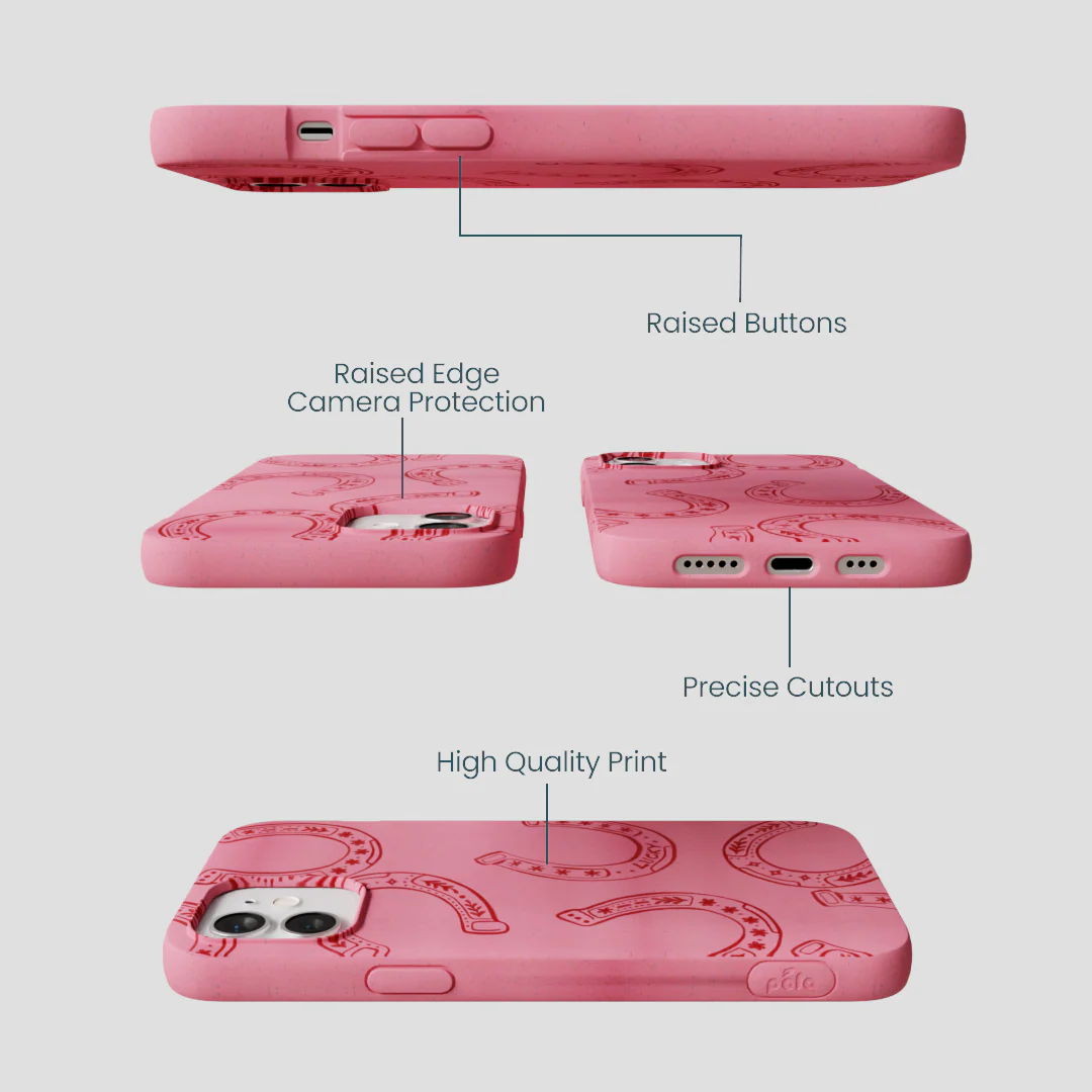 Bubblegum Pink Lucky Horseshoe iPhone 12/ iPhone 12 Pro Case - Image 3