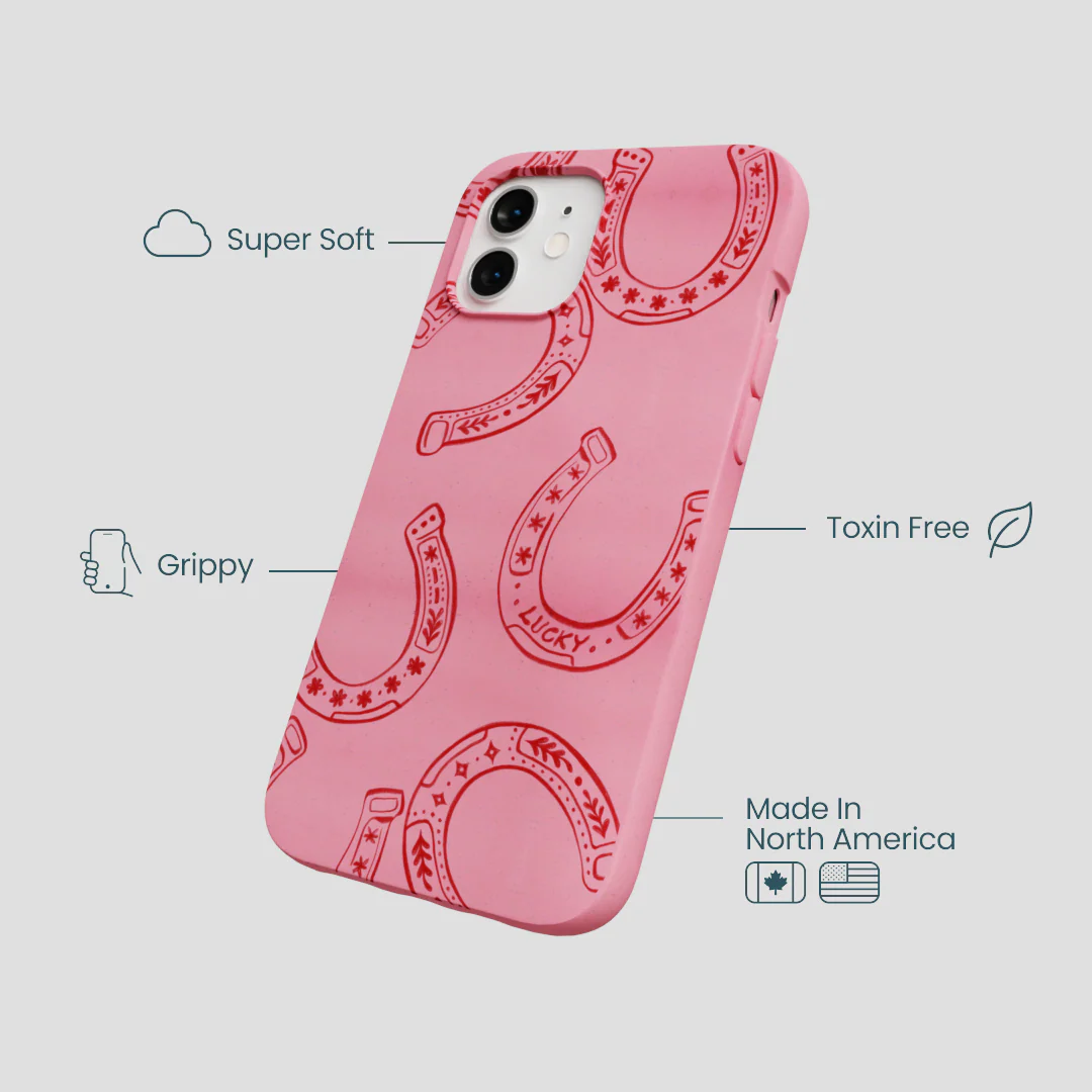 Bubblegum Pink Lucky Horseshoe iPhone 12/ iPhone 12 Pro Case - Image 4