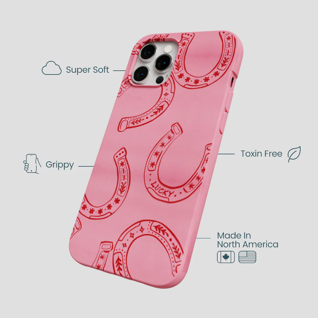 Bubblegum Pink Lucky Horseshoe iPhone 12 Pro Max Case - Image 4