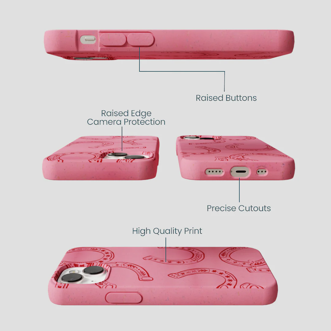 Bubblegum Pink Lucky Horseshoe iPhone 13 Case - Image 3