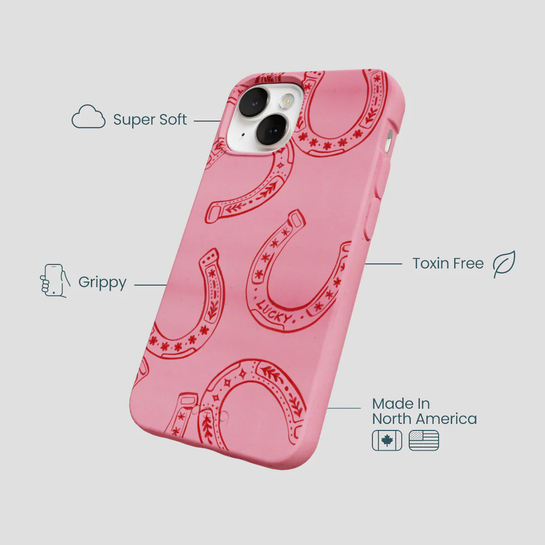Bubblegum Pink Lucky Horseshoe iPhone 13 Case - Image 4