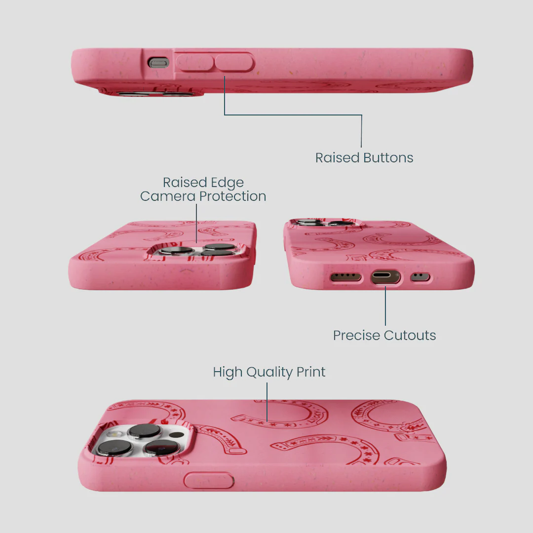 Bubblegum Pink Lucky Horseshoe iPhone 13 Pro Case - Image 3