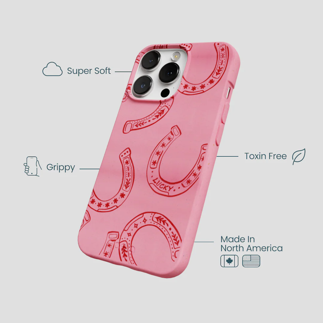 Bubblegum Pink Lucky Horseshoe iPhone 13 Pro Case - Image 4