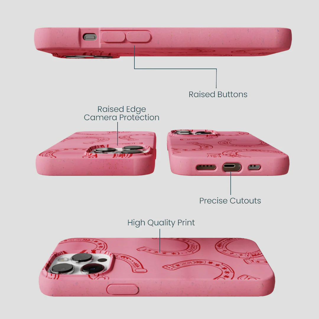 Bubblegum Pink Lucky Horseshoe iPhone 13 Pro Max Case - Image 3