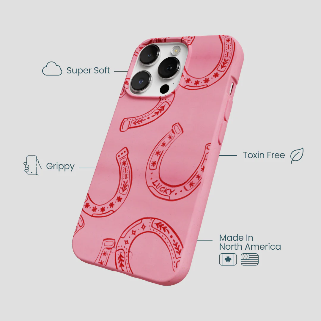 Bubblegum Pink Lucky Horseshoe iPhone 13 Pro Max Case - Image 4