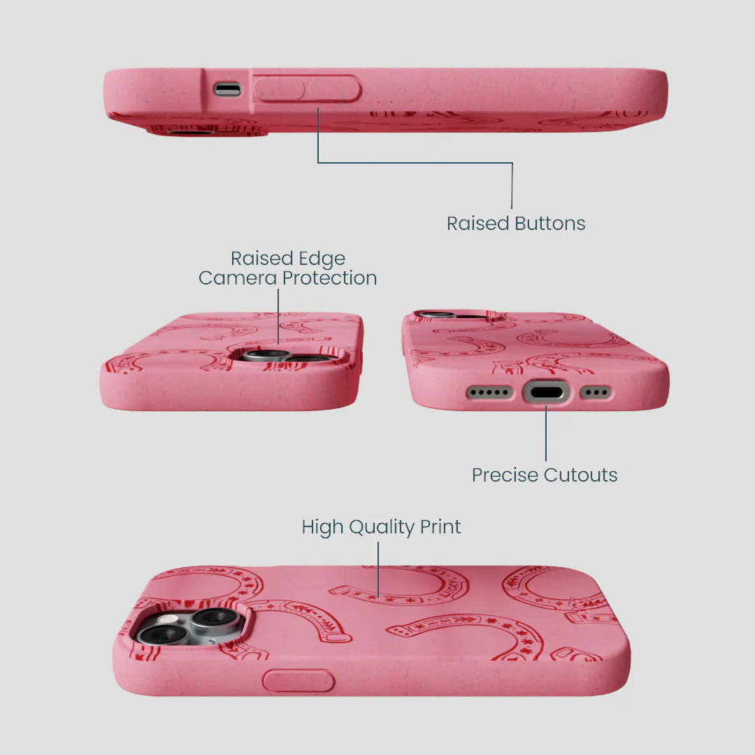 Bubblegum Pink Lucky Horseshoe iPhone 14 Case - Image 3