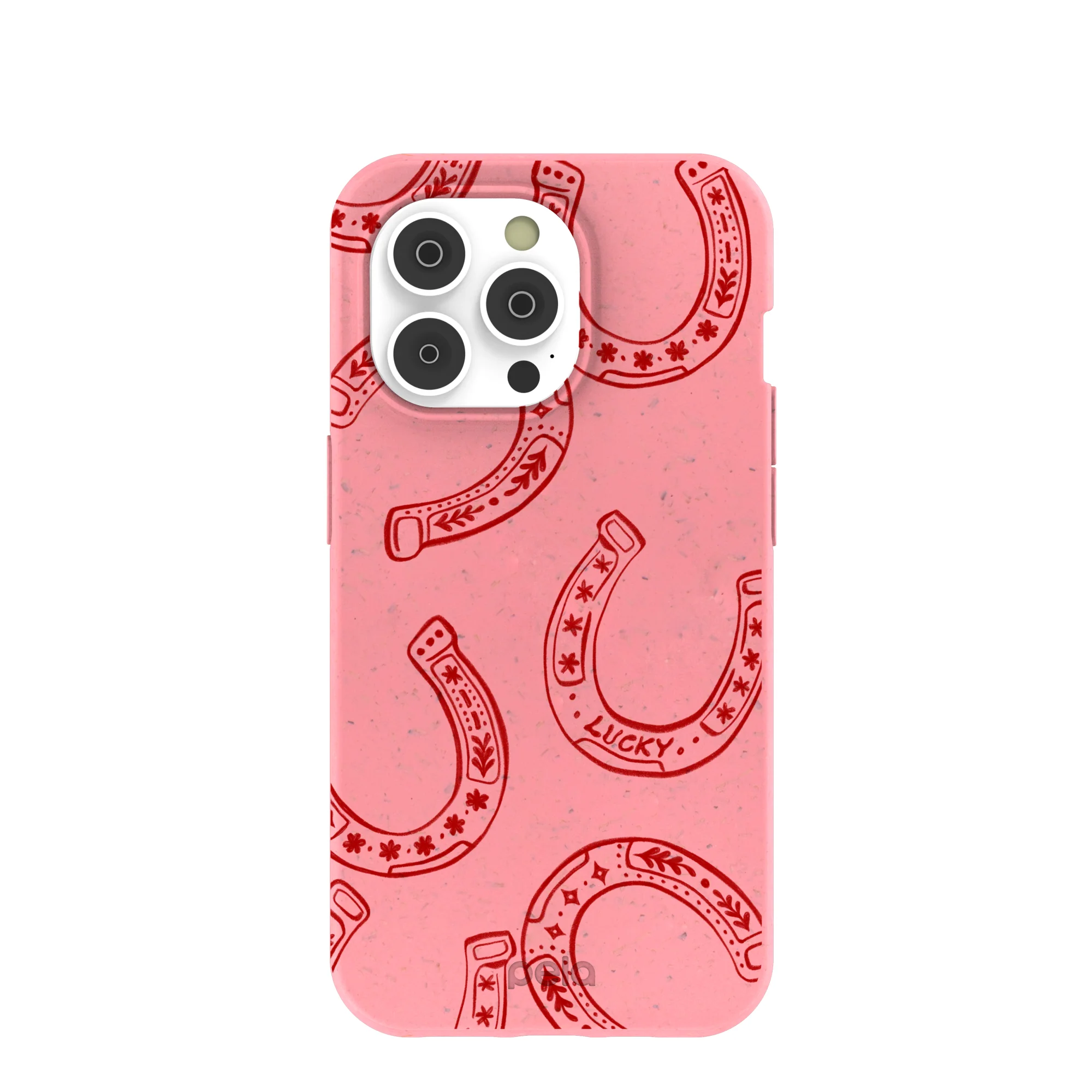 Bubblegum Pink Lucky Horseshoe iPhone 14 Pro Case