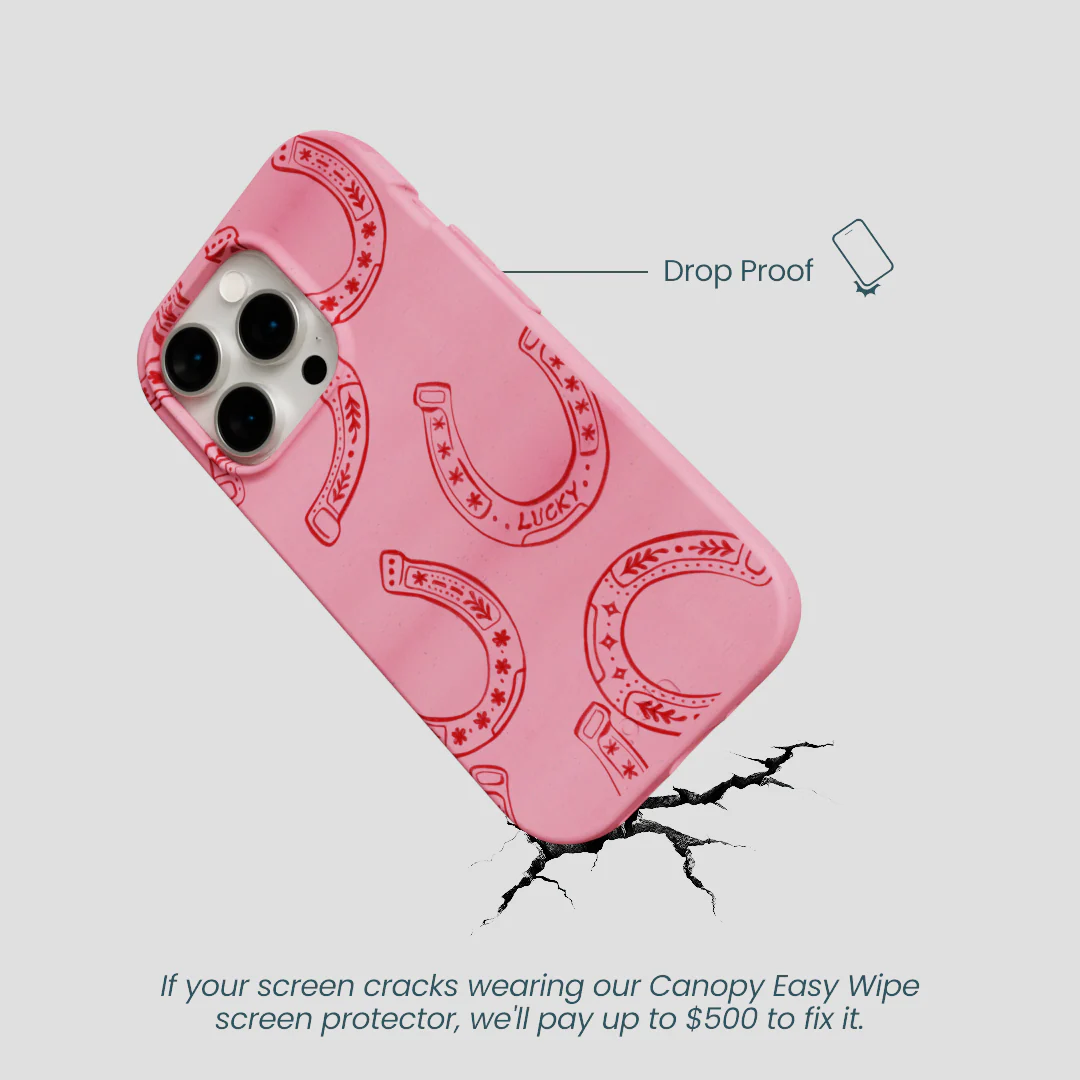 Bubblegum Pink Lucky Horseshoe iPhone 14 Pro Case - Image 5