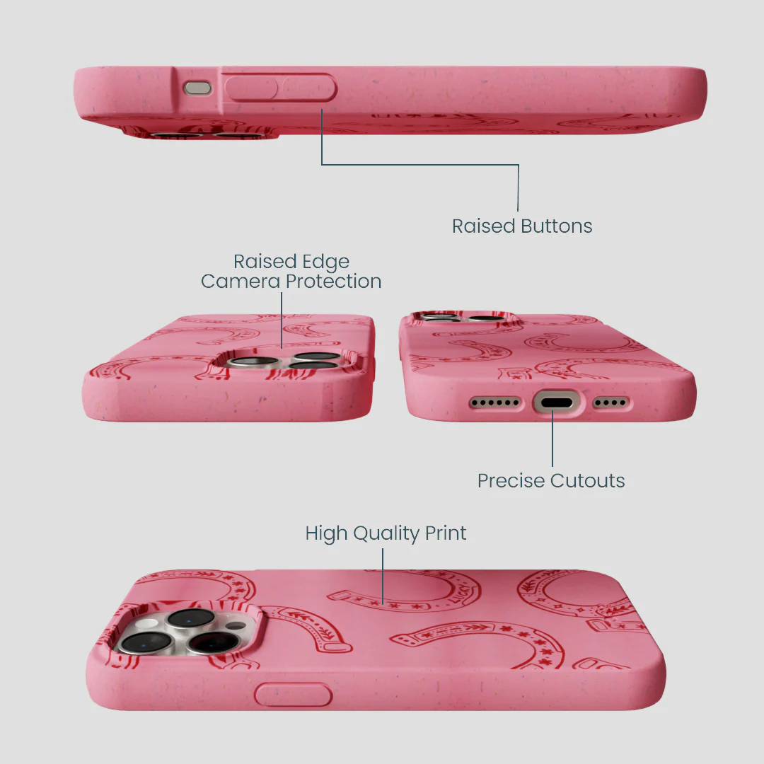 Bubblegum Pink Lucky Horseshoe iPhone 14 Pro Max Case - Image 3