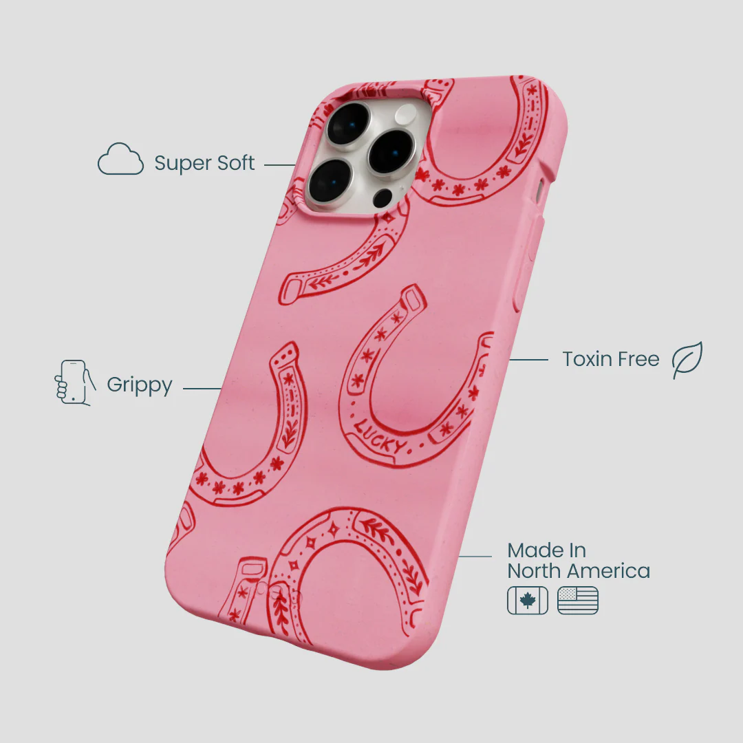 Bubblegum Pink Lucky Horseshoe iPhone 14 Pro Max Case - Image 4