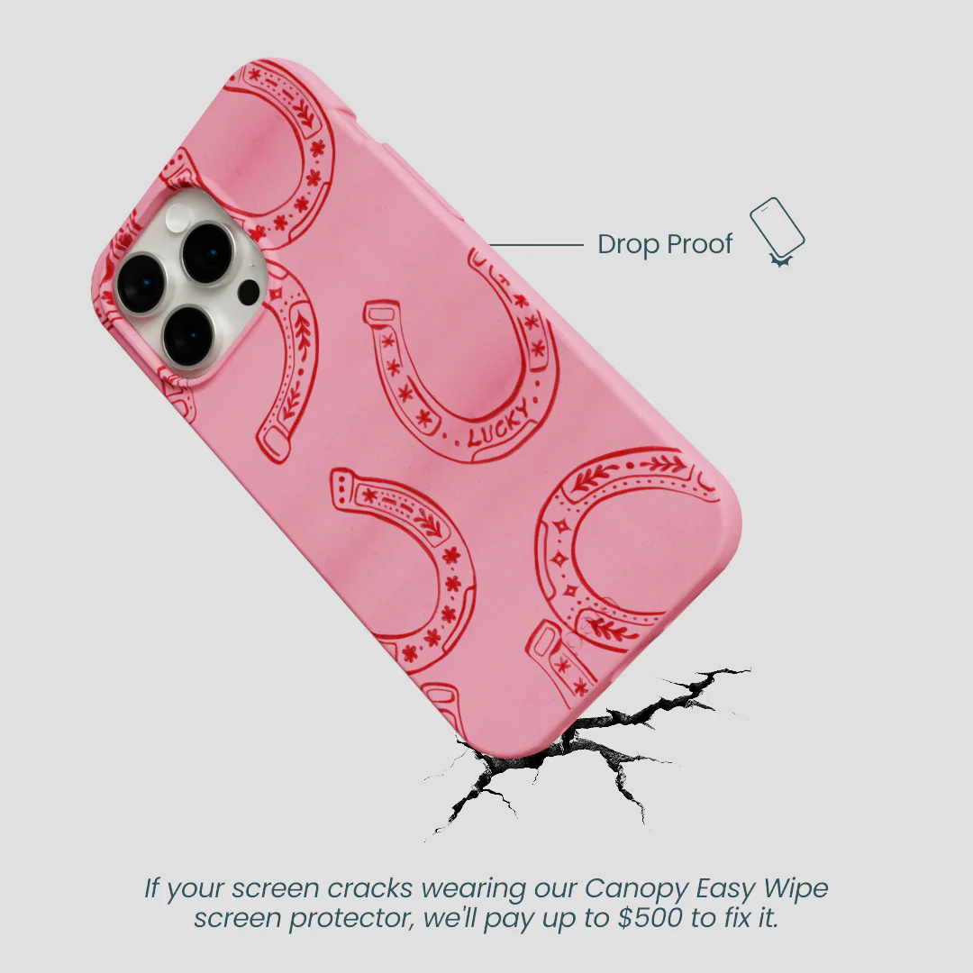 Bubblegum Pink Lucky Horseshoe iPhone 14 Pro Max Case - Image 5