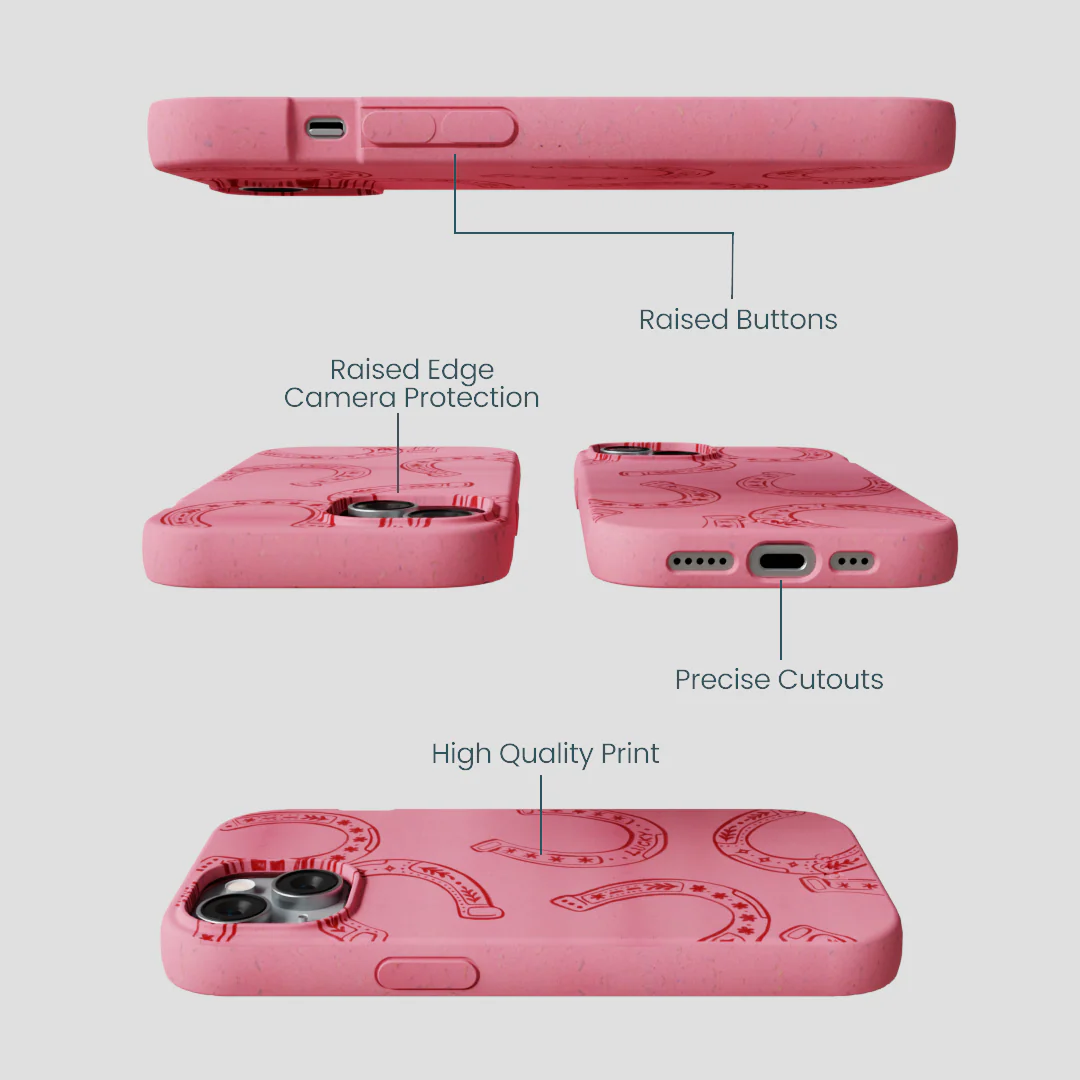 Bubblegum Pink Lucky Horseshoe iPhone 15 Case - Image 3