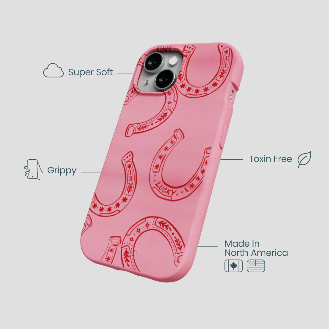 Bubblegum Pink Lucky Horseshoe iPhone 15 Case - Image 4