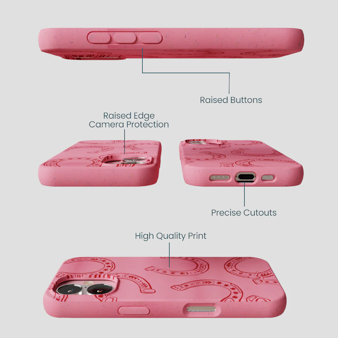 Bubblegum Pink Lucky Horseshoe iPhone 16 Case - Image 3